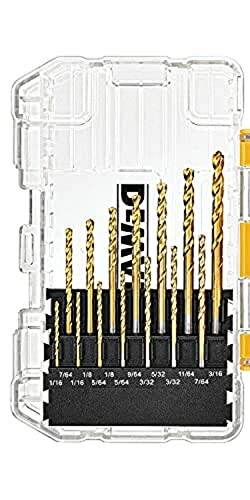 DEWALT drill bit set in a clear plastic case.